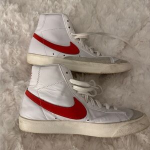 Nike White and Red High-Tops Blazers